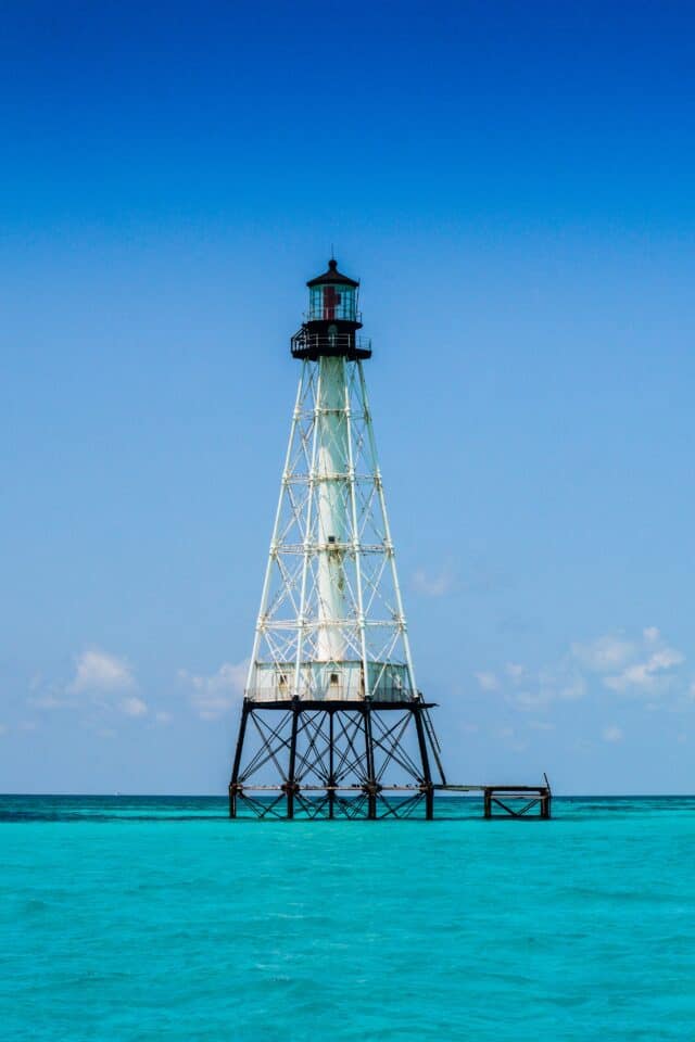 The Alligator Reef Lighthouse offshore from Islamorada in the Florida Keys
