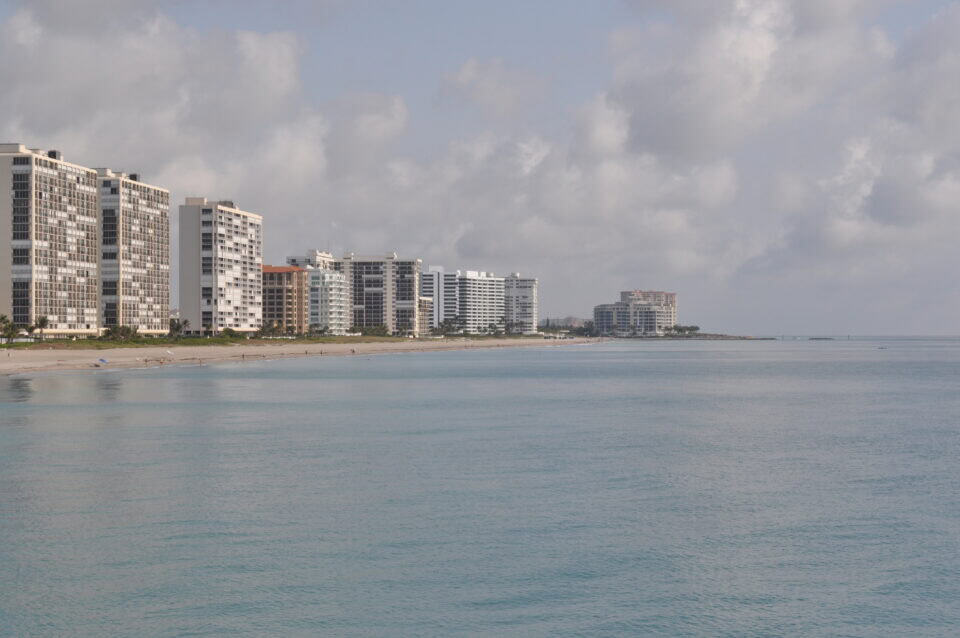 Beachfront condominiums along the shoreline at Boca Raton, Florida