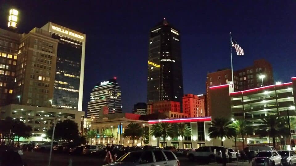 Downtown Jacksonville skyline along the St. Johns River in Duval County, North Florida