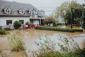 Florida flood insurance - flooded suburban home